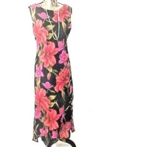 K Studio Long Floral Sleveless Layered  Dress